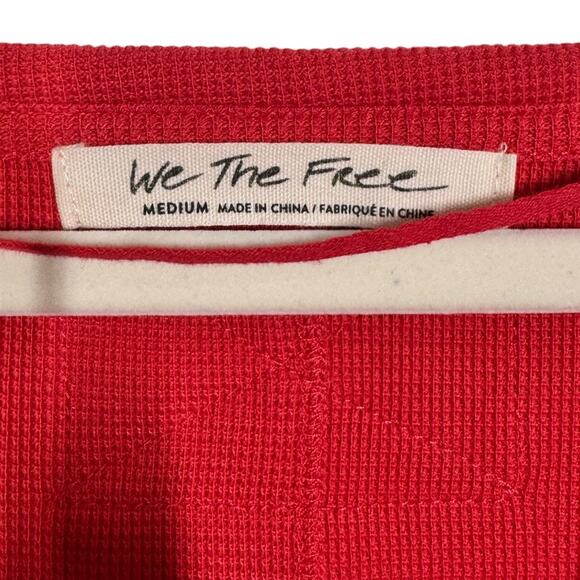 Free People We The Free Crafty Cuff Thermal Medium Red Long Sleeve Top Knit Boho - Picture 5 of 6